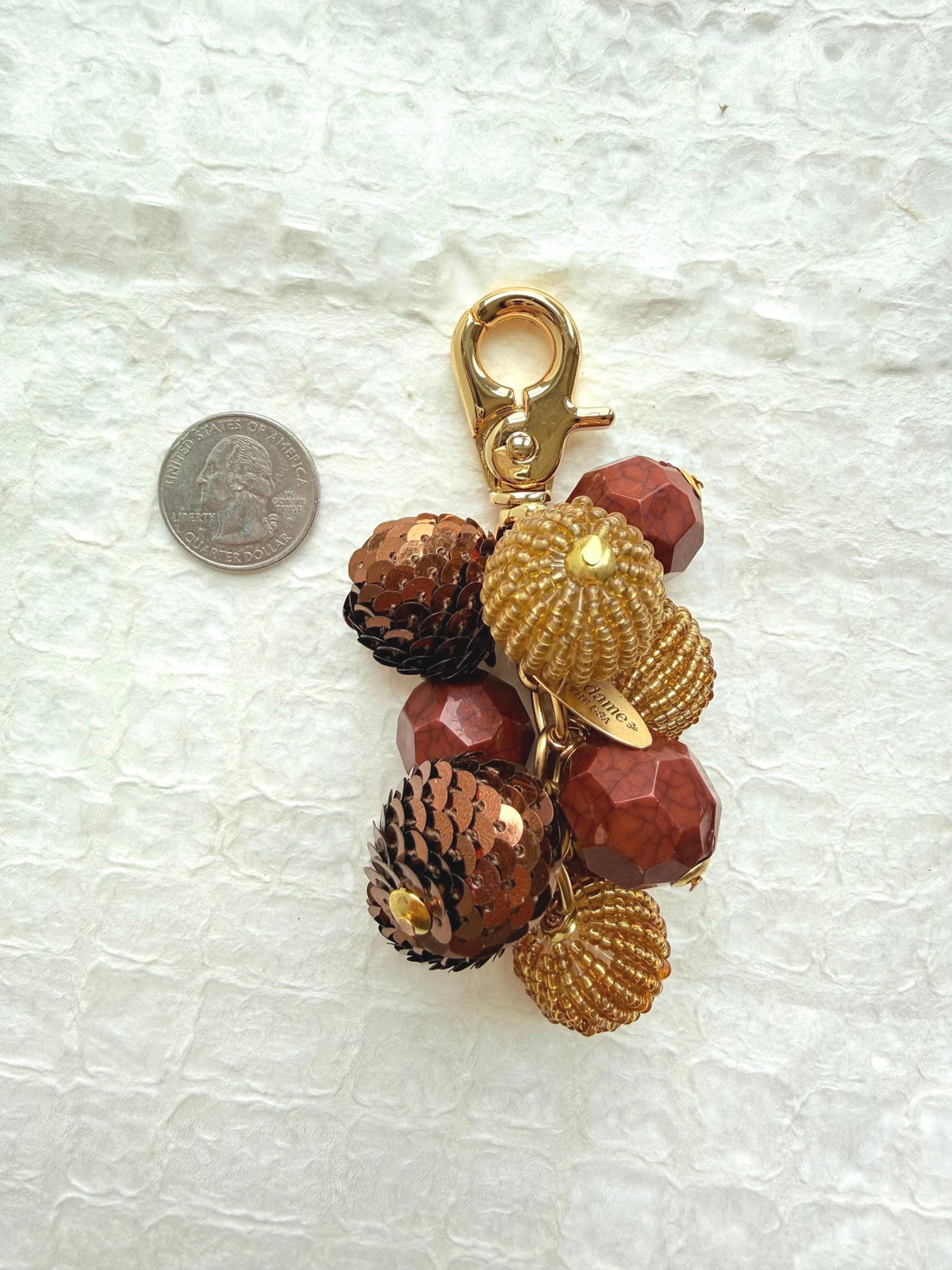 Lenora Dame Sequined Bauble Bag Charm - Brown