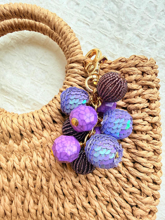Lenora Dame Sequined Bauble Bag Charm - Purple