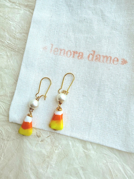 Lenora Dame Candy Corn Pearl Earrings