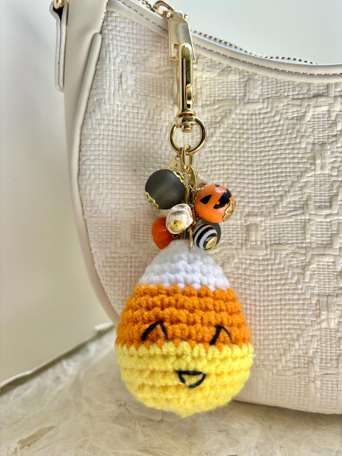 Lenora Dame Crochet Candy Corn Bag Charm
