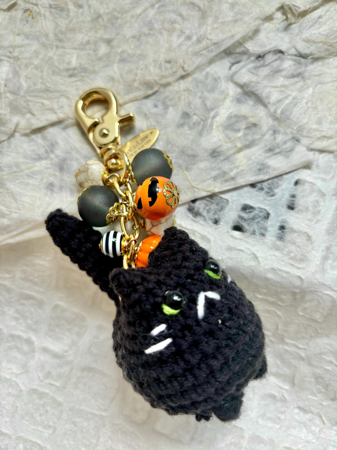 Lenora Dame Crochet Black Cat Bag Charm