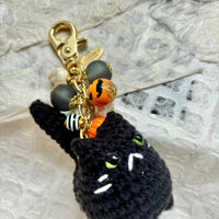 Lenora Dame Crochet Black Cat Bag Charm