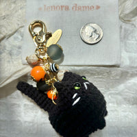 Lenora Dame Crochet Black Cat Bag Charm