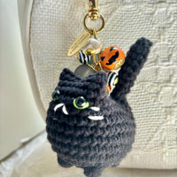 Lenora Dame Crochet Black Cat Bag Charm
