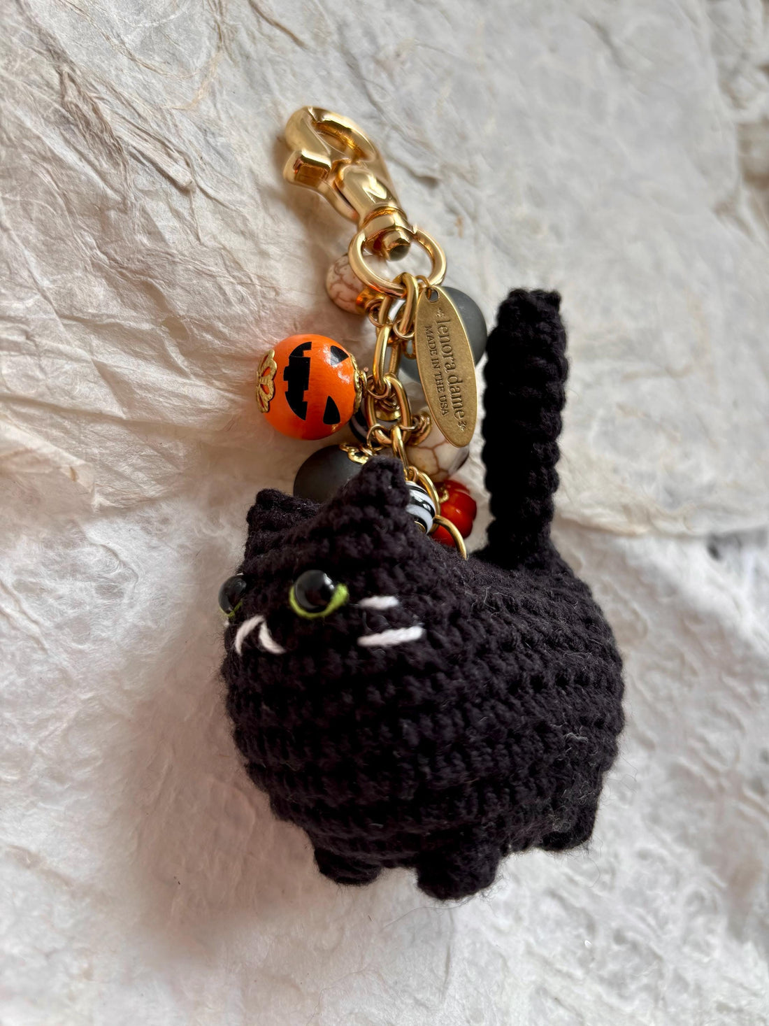 Lenora Dame Crochet Black Cat Bag Charm