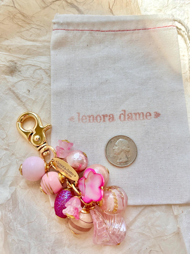 One-Of-A-Kind! Lenora Dame Pink Beaded Bag Charm
