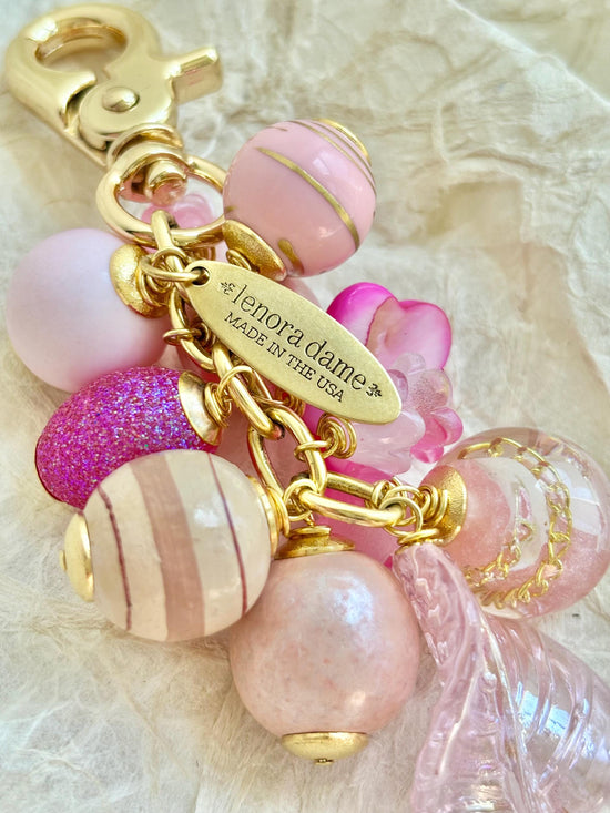 One-Of-A-Kind! Lenora Dame Pink Beaded Bag Charm
