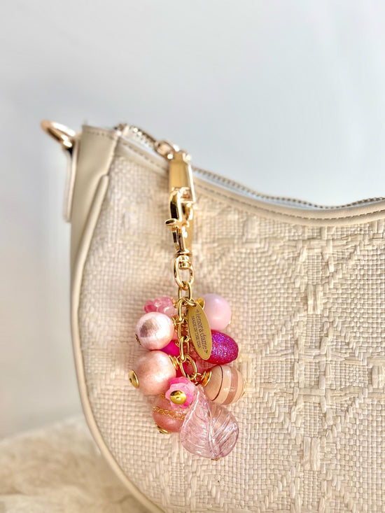 One-Of-A-Kind! Lenora Dame Pink Beaded Bag Charm