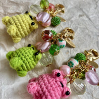 Lenora Dame Crochet Frog Bag Charm-3 Color Options