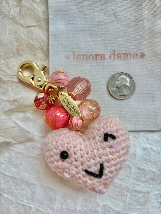 Lenora Dame Crochet Heart Bag Charm-3 Color Options
