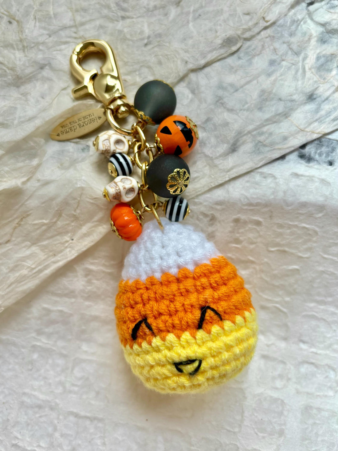 Lenora Dame Crochet Candy Corn Bag Charm