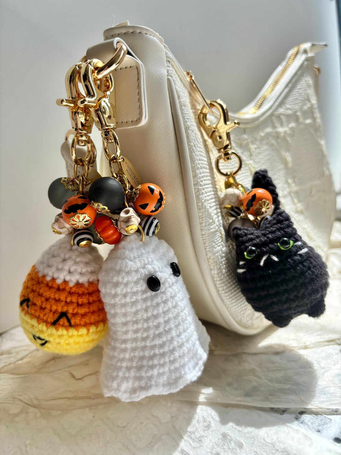 Lenora Dame Crochet Candy Corn Bag Charm