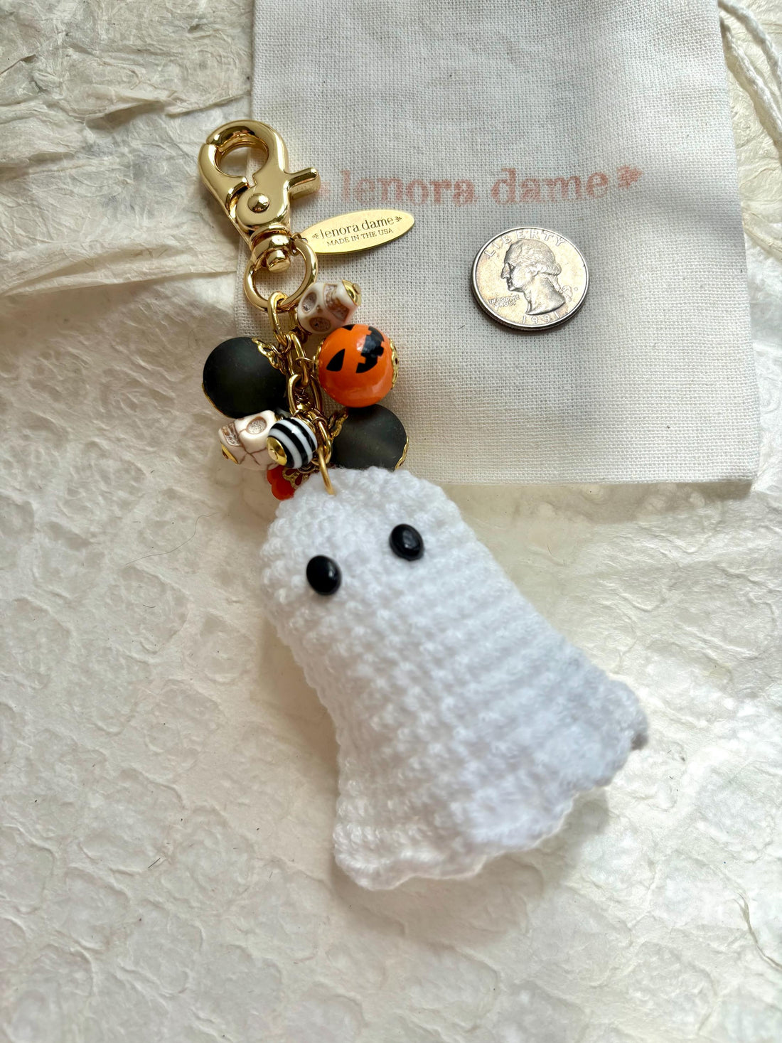 Lenora Dame Crochet Ghost Bag Charm