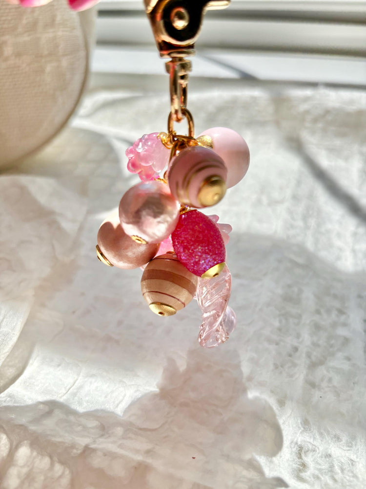 One-Of-A-Kind! Lenora Dame Pink Beaded Bag Charm