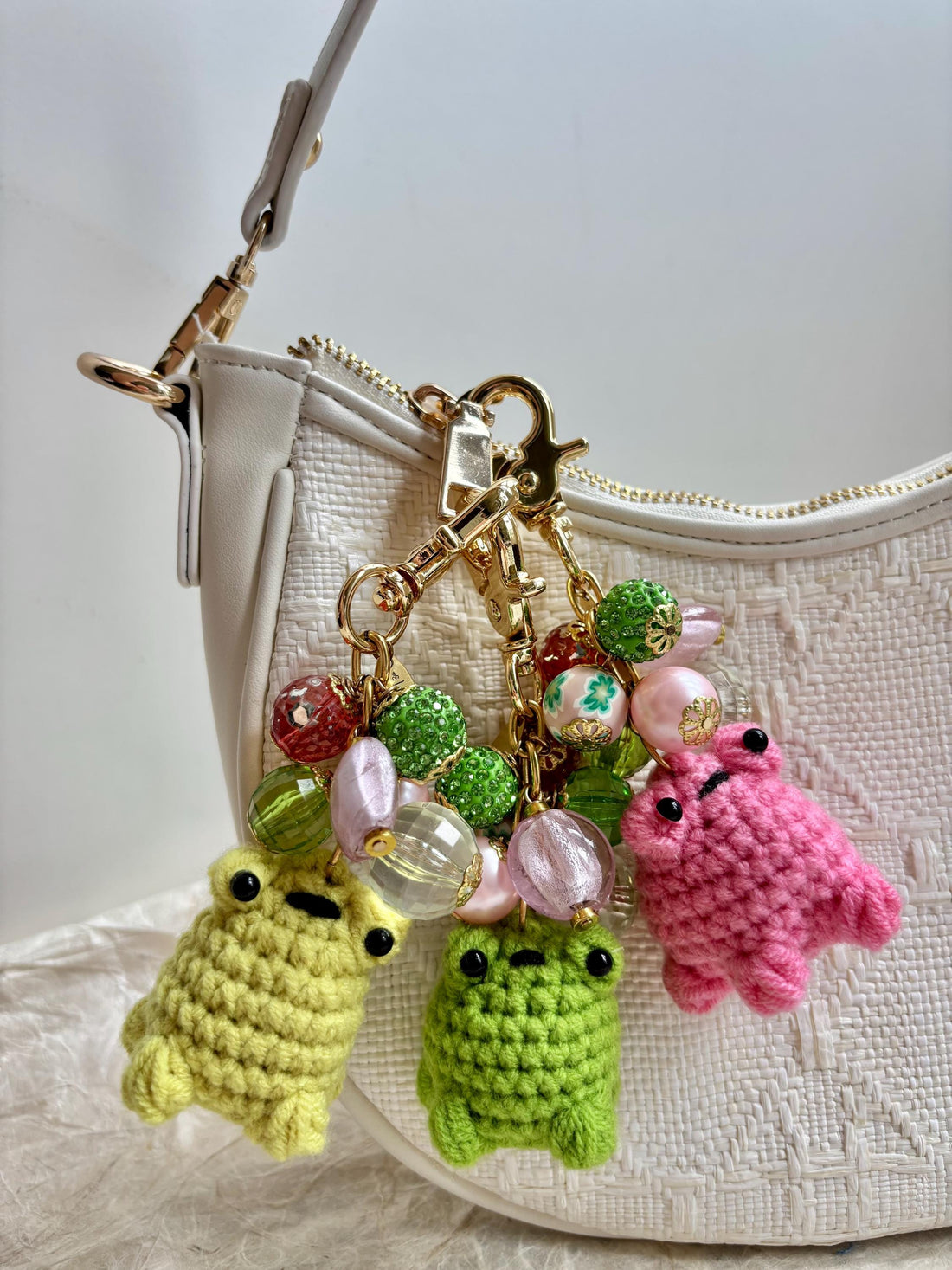 Lenora Dame Crochet Frog Bag Charm-3 Color Options