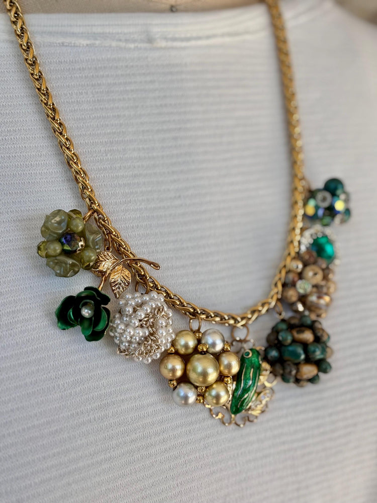Lenora Dame Vintage Green Charm Necklace #3- One-of-a-Kind!