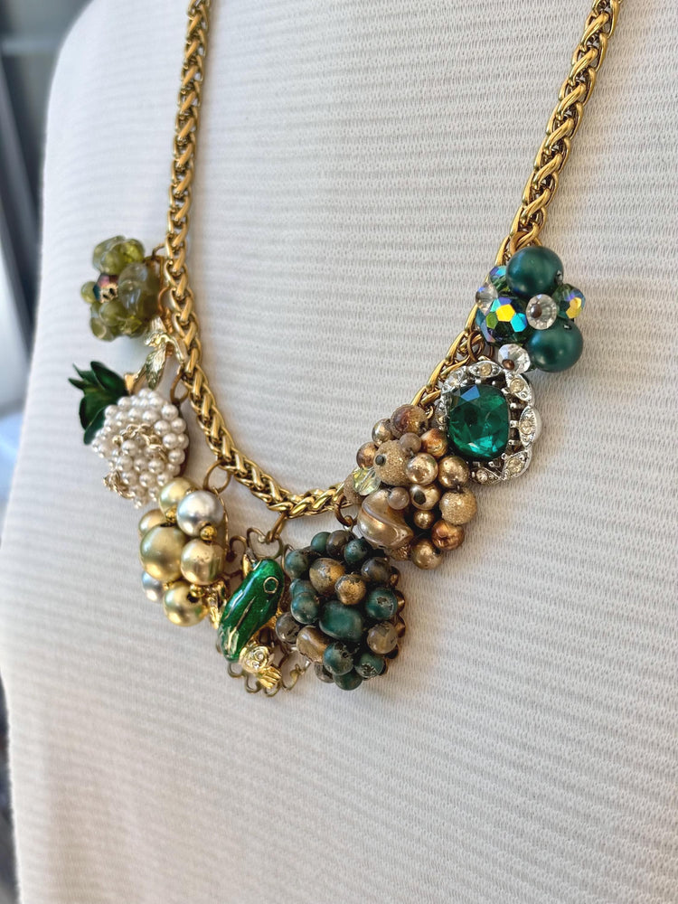 Lenora Dame Vintage Green Charm Necklace #3- One-of-a-Kind!