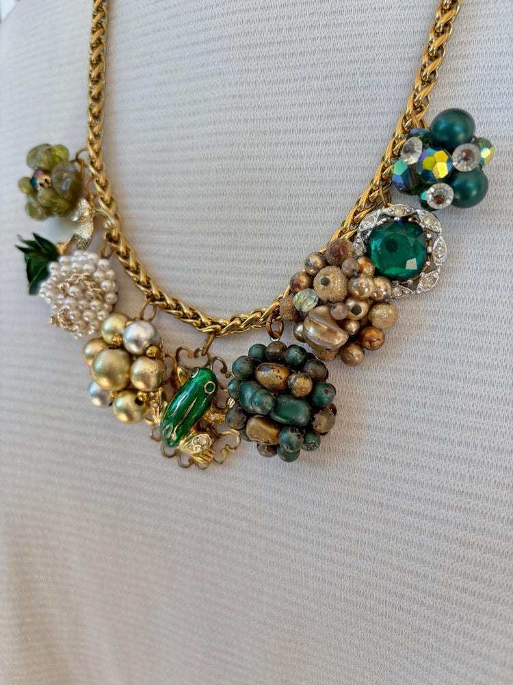 Lenora Dame Vintage Green Charm Necklace #3- One-of-a-Kind!