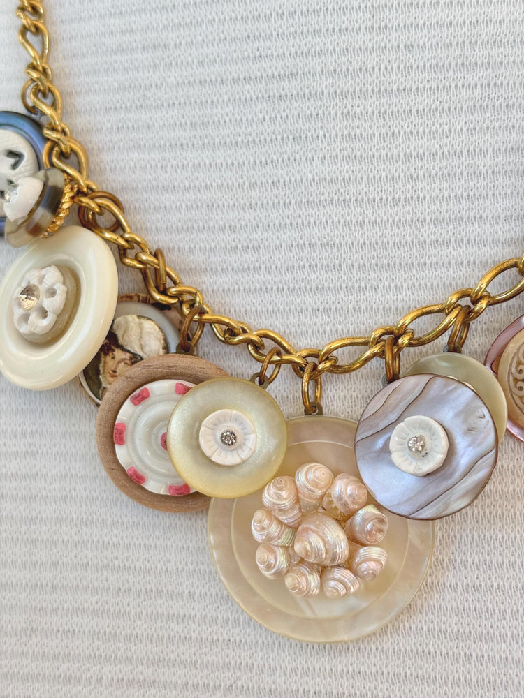 Lenora Dame Vintage Button Charm Necklace #4- One-of-a-Kind!