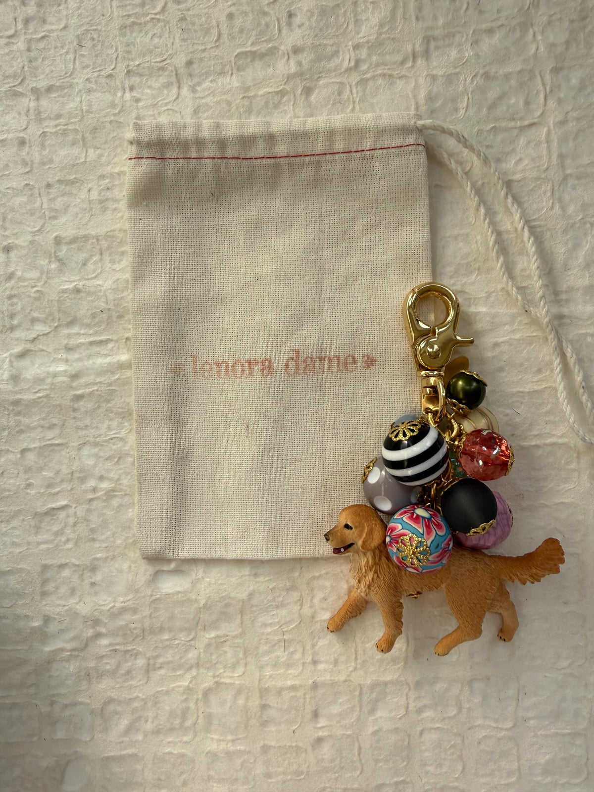 Lenora Dame Golden Retriever Bag Charm