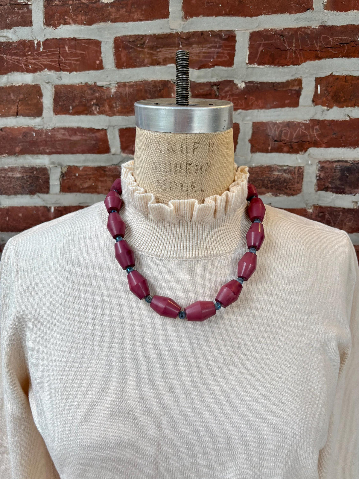 Lenora Dame Oversized Beaded Necklace-Plum and Periwinkle