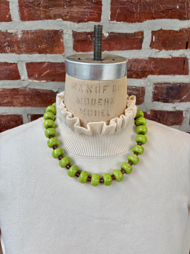 Lenora Dame Oversized Beaded Necklace-Green Apple and Amethyst