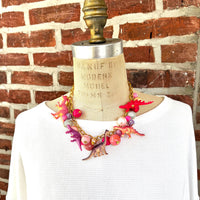 Pink Carnation Dinosaur Necklace