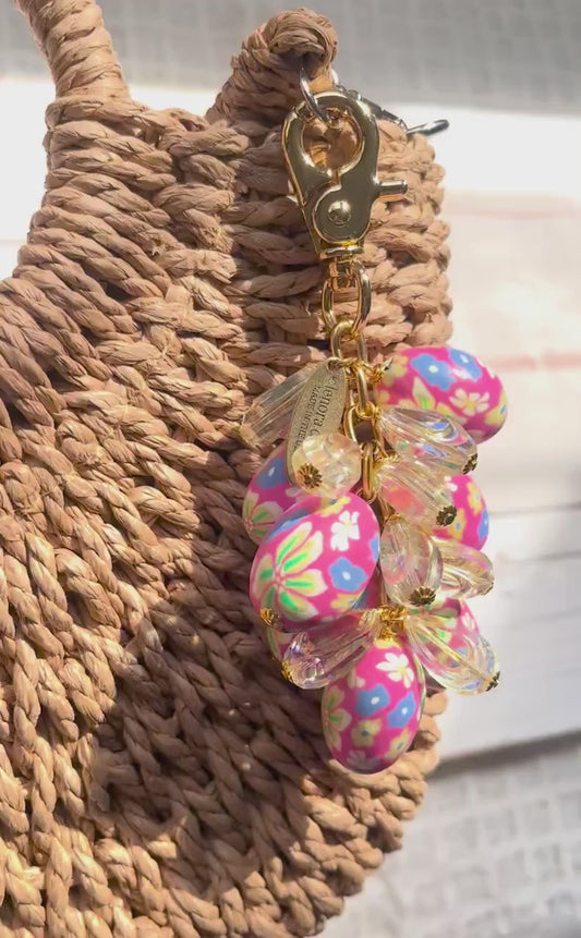 Lenora Dame Spring Egg Bag Charm - Pink & Iridescent