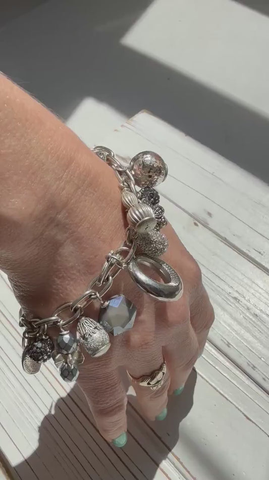 Lenora Dame Silver Vintage Gilded Charm Bracelet