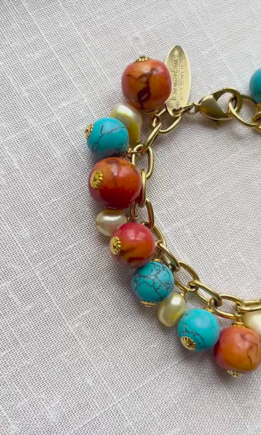 Lenora Dame Coral & Turquoise Bracelet