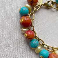 Lenora Dame Coral & Turquoise Bracelet