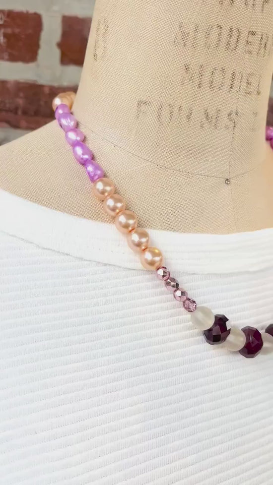 Lenora Dame Color Block Necklace in Lilac