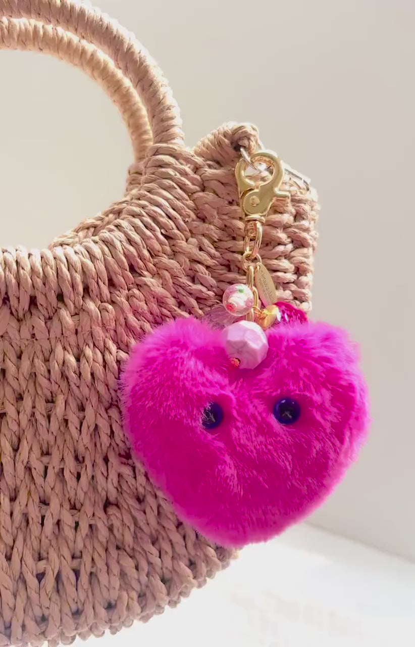 Lenora Dame Plush Monster Bag Charm - Pink Heart