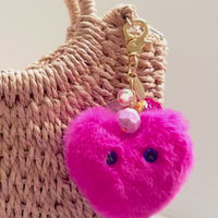Lenora Dame Plush Monster Bag Charm - Pink Heart