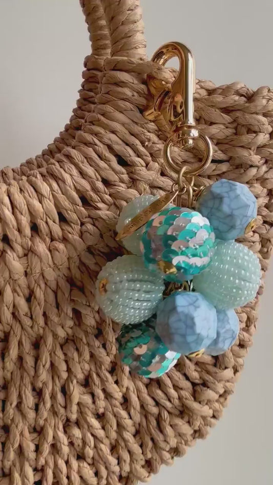 Lenora Dame Sequined Bauble Bag Charm - Blue