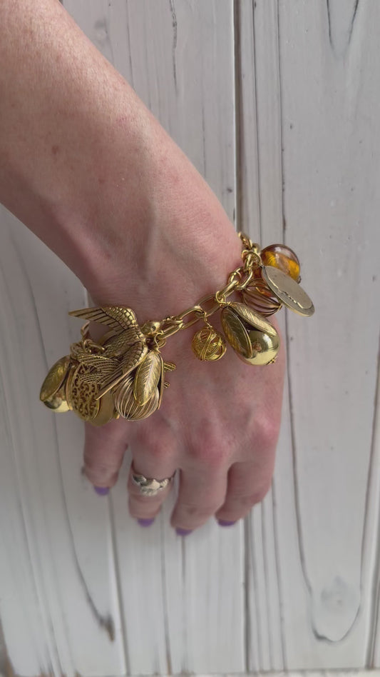 Vintage Inspired Gilded Charm Bracelet