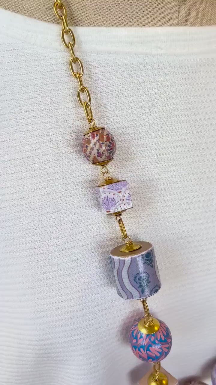 One-Of-A-Kind! Lenora Dame Lavender Vintage Print Necklace
