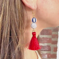 Lenora Dame Red, White and Blue Tassel Earrings