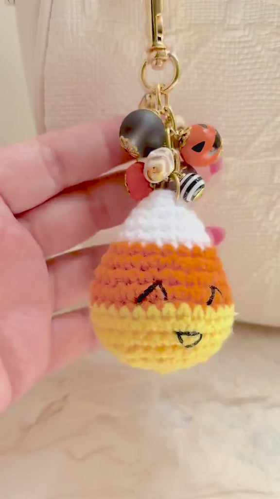 Lenora Dame Crochet Candy Corn Bag Charm