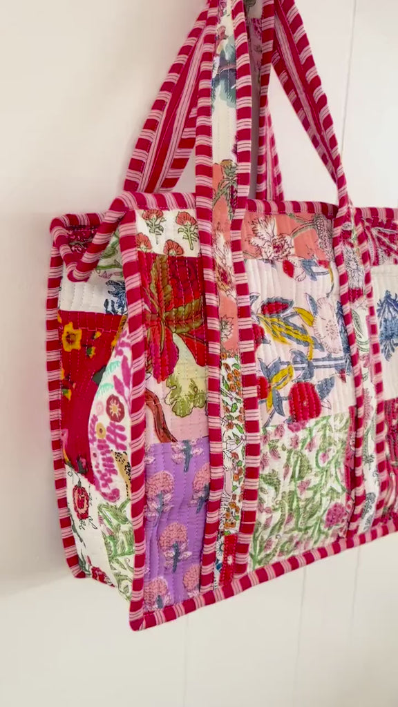 Lenora Dame Quilted Patchwork Tote Bag- Small