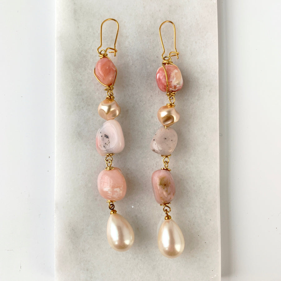 Folk Art Pearl Drop Earrings