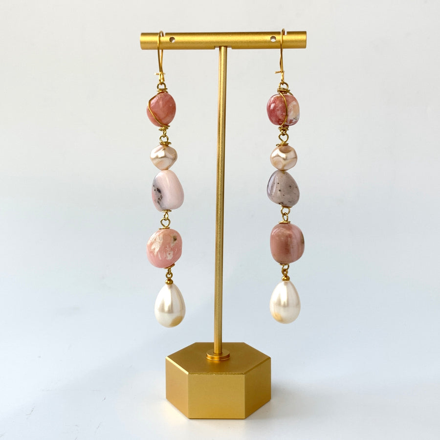 Folk Art Pearl Drop Earrings