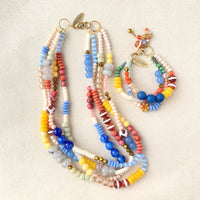 Folk Art Glass Beaded Three-Strand Bracelet