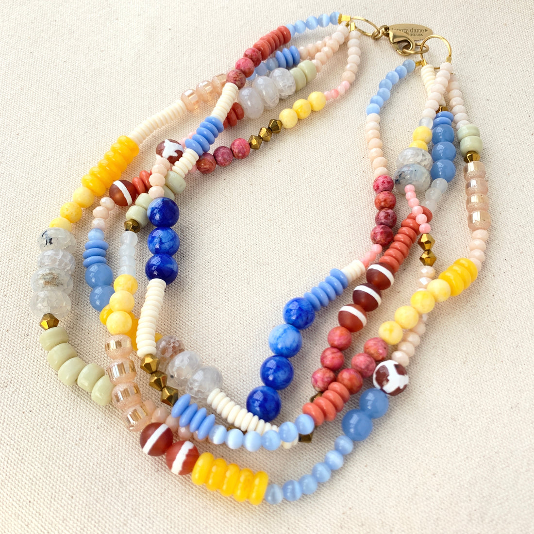 Folk Art Glass Beaded Layered Necklace