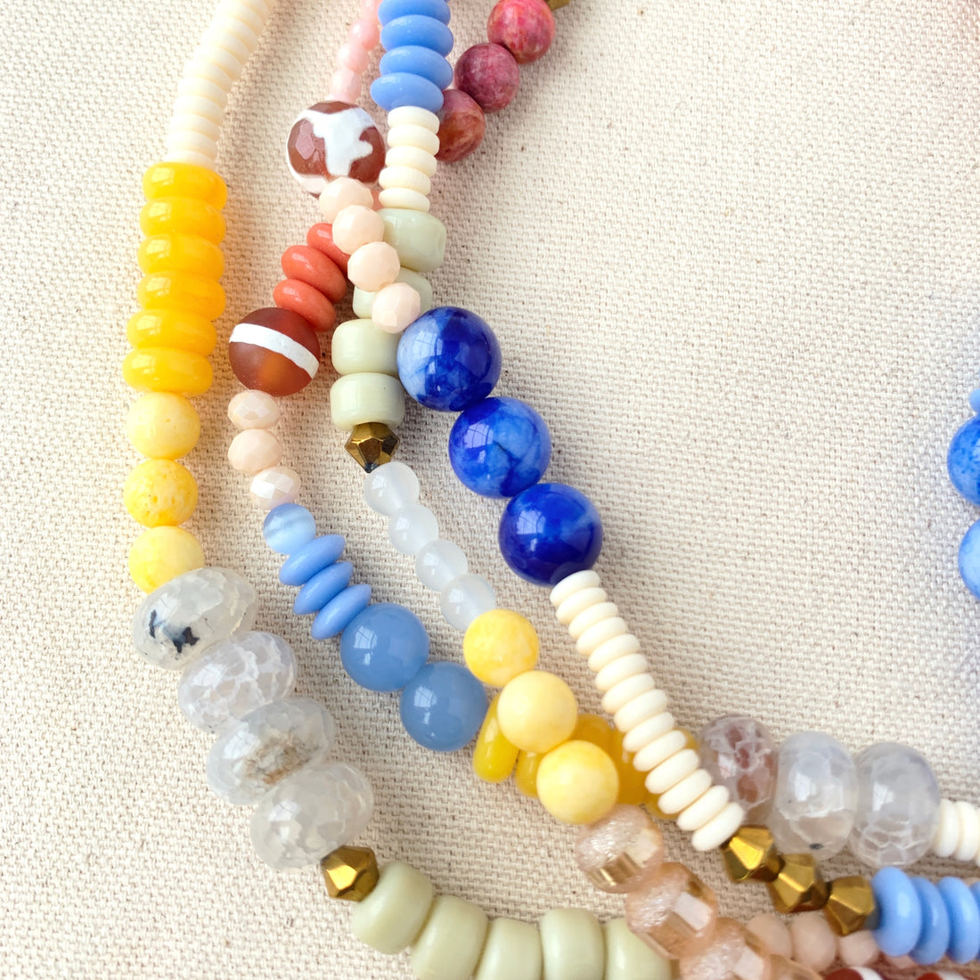 Folk Art Glass Beaded Layered Necklace