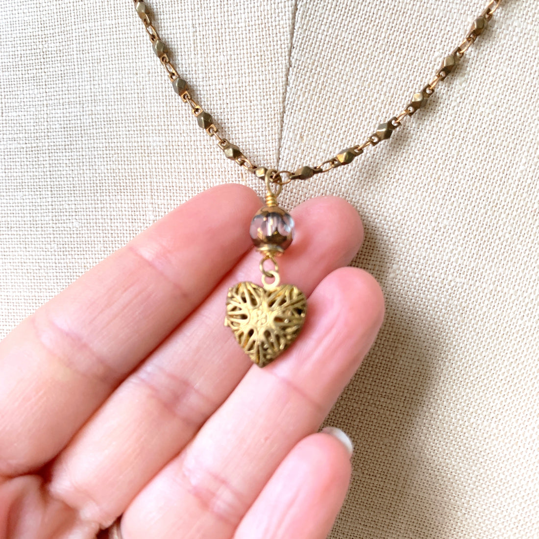 Tiny Filigree Heart Locket