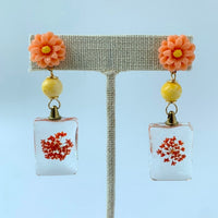 Marigold Dried Pressed Flower Earrings