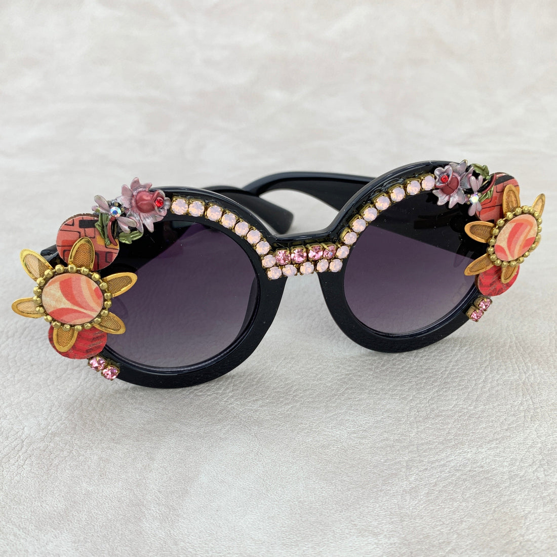 Folk Art Nancy Embellished Round Sunglasses