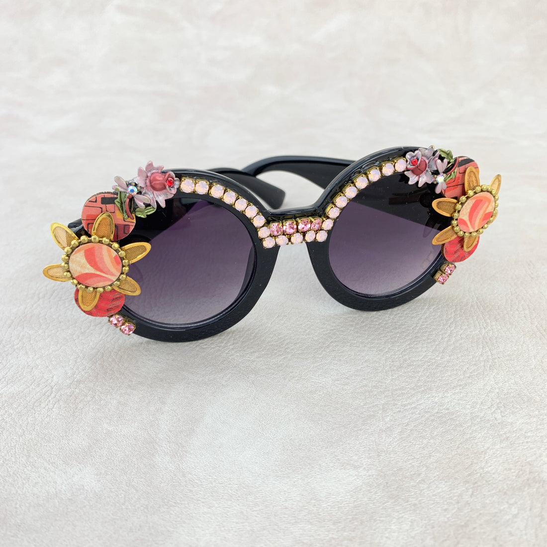 Folk Art Nancy Embellished Round Sunglasses