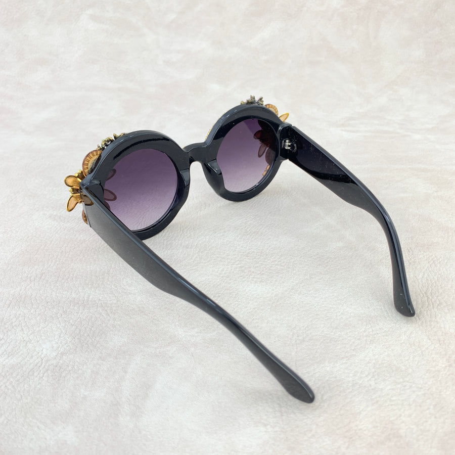 Folk Art Nancy Embellished Round Sunglasses